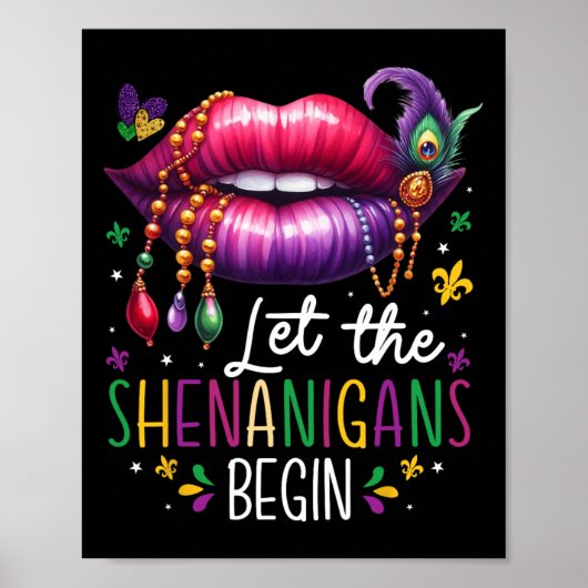 Lass The Shenanigans Frische Pasta machen Mardi Gr Poster (Vorne)