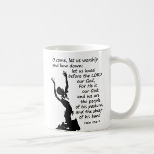 lass uns anbeten und knien kaffeetasse