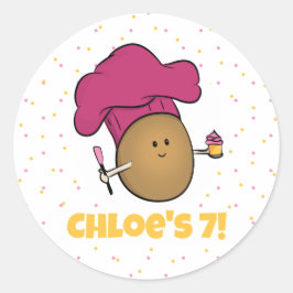 Lass uns backen! Kid backt Party Runder Aufkleber