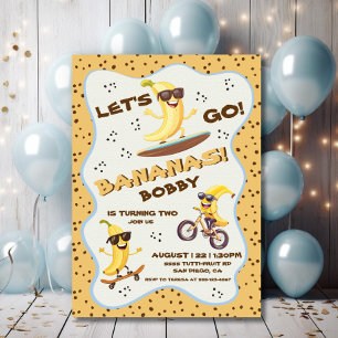 Lass uns Bananas Sporty Funny Birthday Party gehen Einladung
