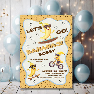 Lass uns Bananas Sporty Funny Birthday Party gehen Einladung