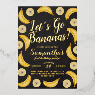 Lass uns Bananen zum Geburtstag gehen Folieneinladung