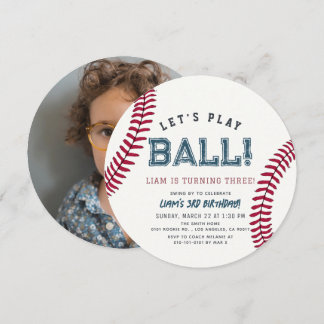 Lass uns Baseball spielen Foto-Geburtstags-Einladu Einladung