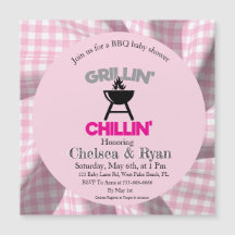 Lass uns BBQ Baby Shower Einladung • Gingham Baby-