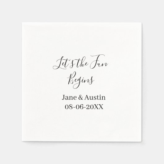 lass uns beginnen Hochzeitspaar Name Datum einfach Serviette (Vorderseite)
