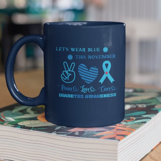 Lass uns Blauer dieses November Diabetes-Bewusstse Zweifarbige Tasse