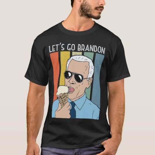 Lass uns Brandon Funny Biden Ice Cream Meme Retro T-Shirt (Vorderseite)
