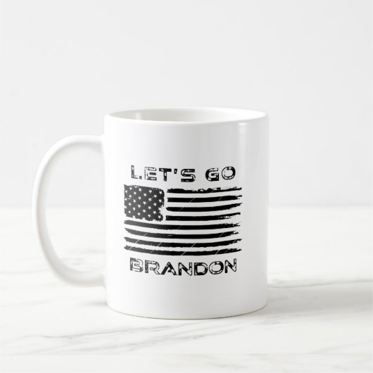 Lass uns Brandon Funny Patriotic American Flag geh Kaffeetasse (Links)