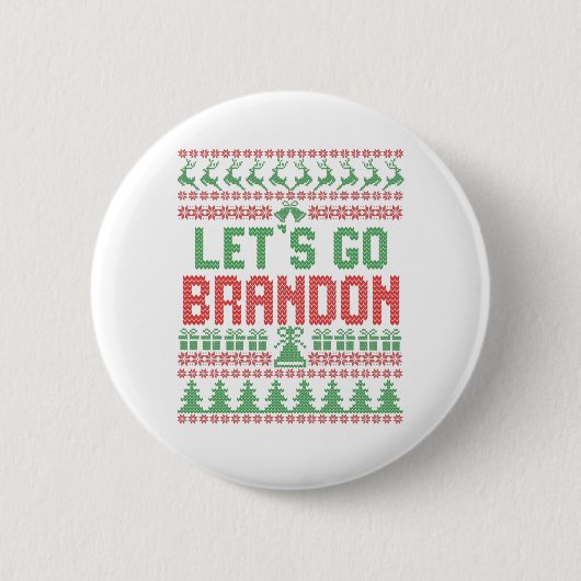 Lass uns Brandon Funny Ugly Weihnachtskraut gehen Button (Vorderseite)