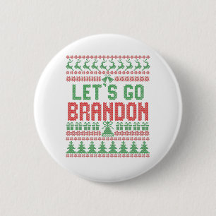 Lass uns Brandon Funny Ugly Weihnachtskraut gehen Button