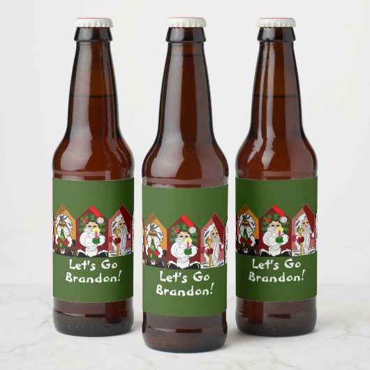 Lass uns Brandon gehen! Cartoon Santas Bierflaschenetikett (Flaschen)