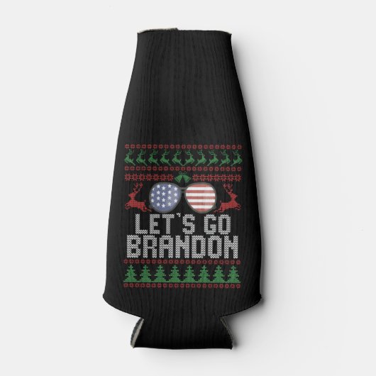 Lass uns Brandon Ugly Weihnachts-Sweater Patriotic Flaschenkühler (Vorderseite)