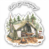 Lass uns Camping-Retro-Zelt gehen Aufkleber (Vorderseite)