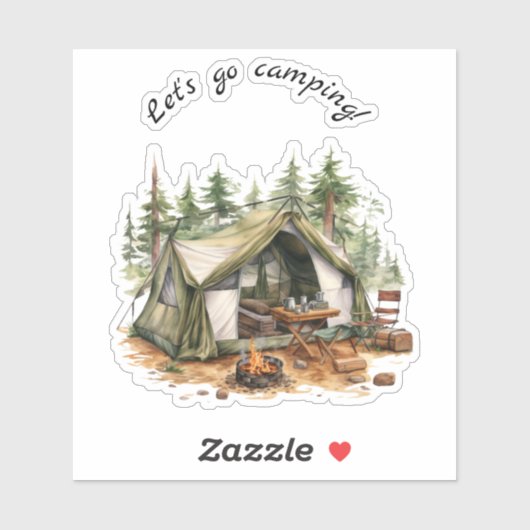 Lass uns Camping-Retro-Zelt gehen Aufkleber (Blatt)