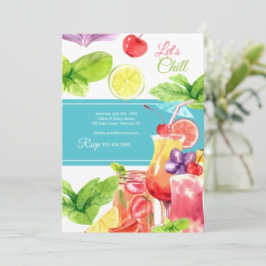 Lass uns Chill Summertime Einladung (Stehend Vorderseite)