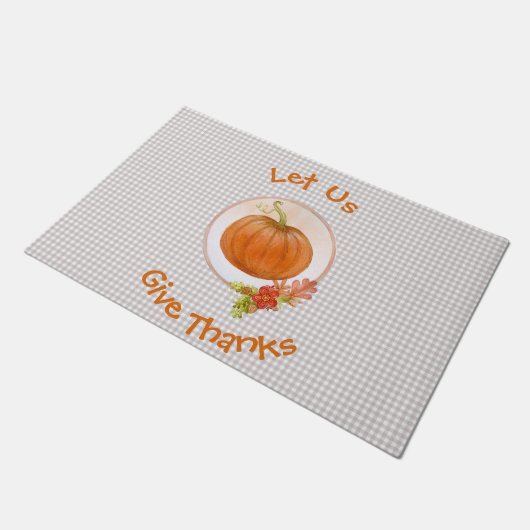Lass uns Dank - Pumpkin und Blume Fußmatte (Schrägansicht)