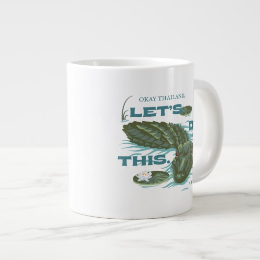 "Lass uns das machen" Alligator - der weiße Lotus Jumbo-Tasse (Vorderseite Rechts)