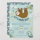 Lass uns den Jungle Sloth Geburtstag aushängen Einladung (Vorne/Hinten)