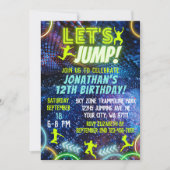 Lass uns den Neon Trampolin Park zum Geburtstag sp Einladung (Vorderseite)