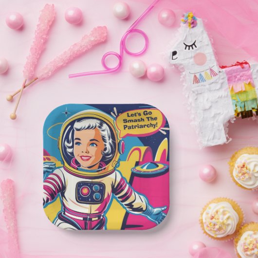 Lass uns den Patriarchenfeministen zerschlagen. Pappteller (Party)