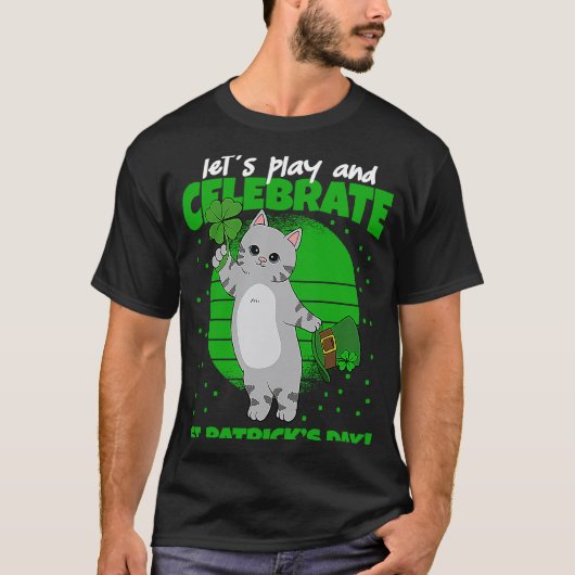 Lass uns den St. Patrick's Day mit der Katze feier T-Shirt (Vorderseite)