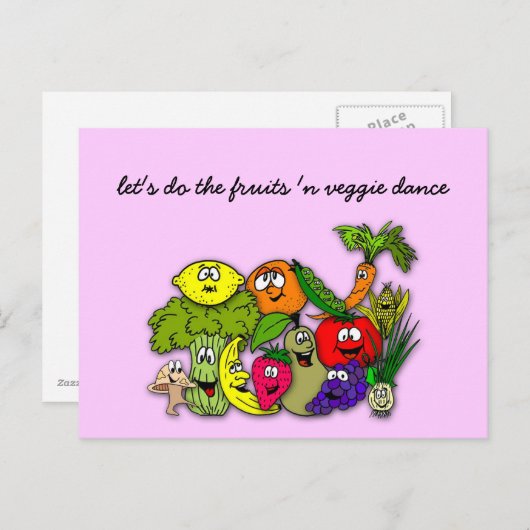 Lass uns die Früchte 'n Veggie Tanz machen Postkarte (Vorne/Hinten)