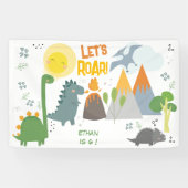 Lass uns Dino Party Kindergeburtstag brüllen Banner (Horizontal)
