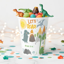 Lass uns Dino Party Kindergeburtstag brüllen Pappbecher