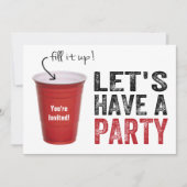 Lass uns ein Party haben! Sonniges Rot-Cup Einladung (Vorderseite)