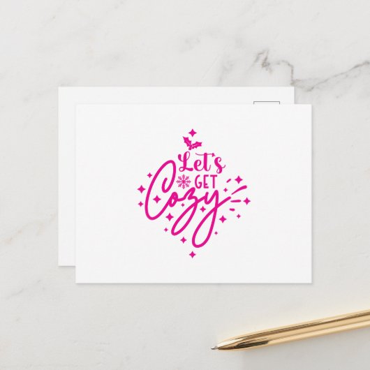 Lass uns ein Weihnachten gemütlich machen Postkarte (Vorderseite/Rückseite Beispiel)