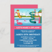 Lass uns einen Splash machen! Water Park Geburtsta Einladung (Vorne/Hinten)