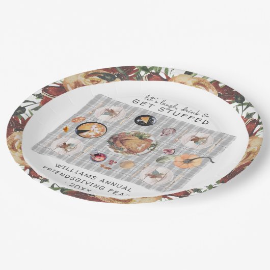 Lass uns ersticken | Erntedank Friendsgiving Pappteller (Schrägansicht)