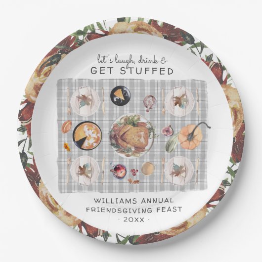 Lass uns ersticken | Erntedank Friendsgiving Pappteller (Vorderseite)