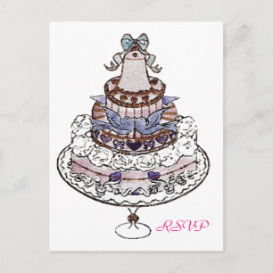 Lass uns Essen Kuchen ~ Hochzeit RSVP Postkarte