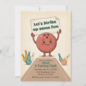 Lass uns etwas Spaß machen Bowling-Party Junge 8. Einladung (Vorderseite)
