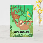 Lass uns Freundschaftsmonkey Sloth Bird aushängen Karte (Gelbe Blume)