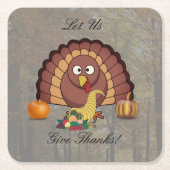 Lass uns geben Dank Square Erntedank Untersetzer (Vorderseite)