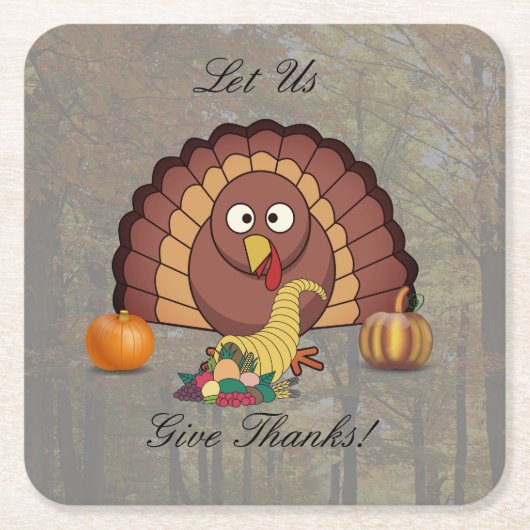 Lass uns geben Dank Square Erntedank Untersetzer (Vorderseite)