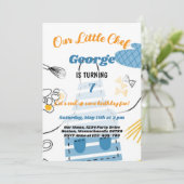 Lass uns Geburtstag einen lustigen Jungen kochen Einladung (Stehend Vorderseite)