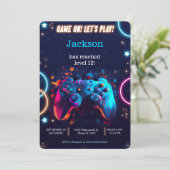 Lass uns Geburtstag Videospiel spielen Einladung (Stehend Vorderseite)