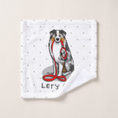 Lass uns gehen! Australischer Schäferhund (blaues  Badhandtuch Set (Waschlappen)