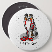 Lass uns gehen! Australischer Schäferhund (blaues Button (Vorne & Hinten)