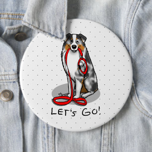 Lass uns gehen! Australischer Schäferhund (blaues Button