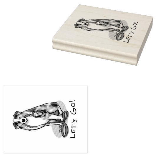 Lass uns gehen! Australischer Schäferhund (blaues Gummistempel (Stempel)