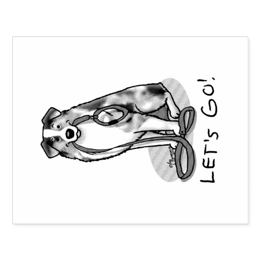 Lass uns gehen! Australischer Schäferhund (blaues Gummistempel (Prägung)