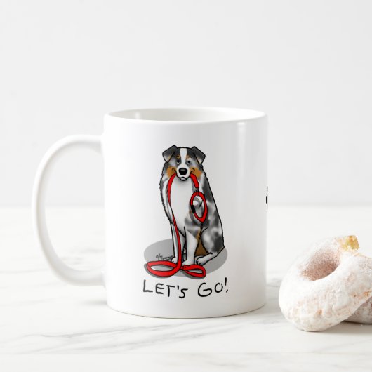 Lass uns gehen! Australischer Schäferhund (blaues  Kaffeetasse (Mit Donut)