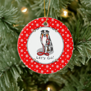 Lass uns gehen! Australischer Schäferhund (blaues Keramik Ornament