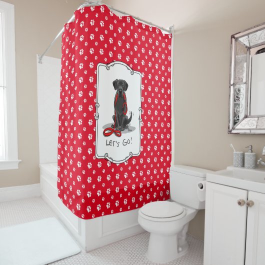 Lass uns gehen! Black Labrador Retriever - Niedlic Duschvorhang (Beispiel)