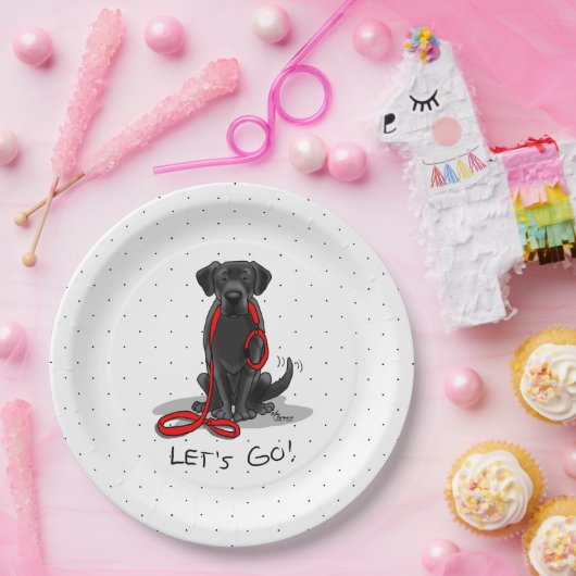 Lass uns gehen! Black Labrador Retriever - Niedlic Pappteller (Party)
