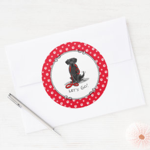 Lass uns gehen! Black Labrador Retriever - Niedlic Runder Aufkleber